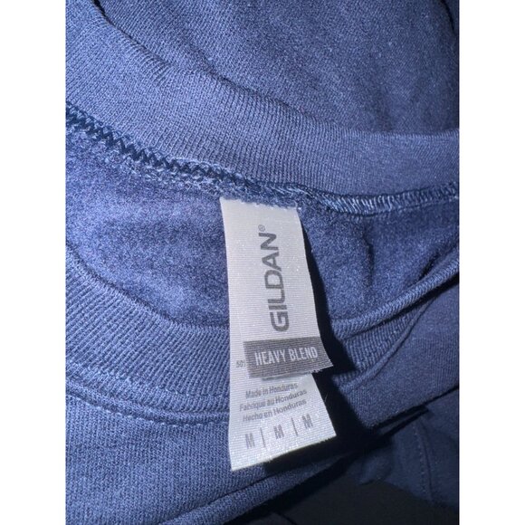 Gildan Heavy Blend Crewneck Sweatshirt M Navy Blue Cotton For Men - Picture 3 of 6
